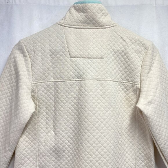 JNY-JONES NEW YORK Quilted Pullover Snap Mock Neck Sweatshirt Women Small Cream - Picture 7 of 16